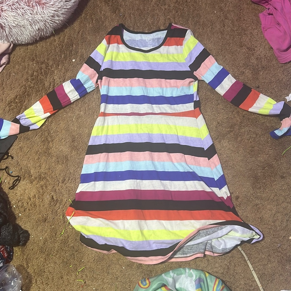 Striped multicolor long sleeve dress